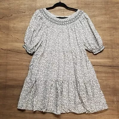 Old Navy Women's Size S  Casual Praire Cotton Blend Dress Cream With Flowers • $17.24