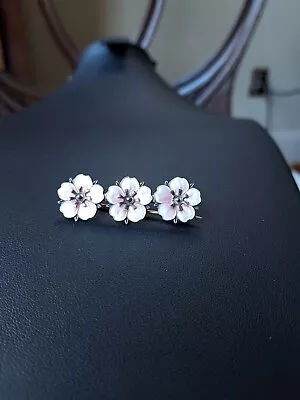 VTG Sterling Silver 925S Pink Enamel Flower Brooch Aksel Holmsen NORNE Norway • $22