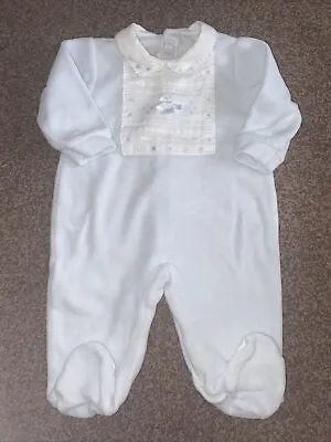 Baby Boys Coco Velour Baby Grow Size 0/3 Months • £12