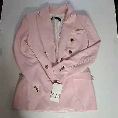 ZARA DOUBLE BREAST FITTED BLAZER  Pink SIZE XS | 7608/548 • $85