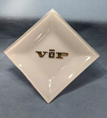 Vintage Playboy Bunny Club VIP  Tip Tray Dish White Gold Glass Playboy Clubs • $30