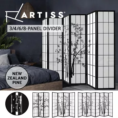 Artiss 3/4/6/8 Panel Room Divider Privacy Screen Bamboo Wooden Dividers Stand • $123.95