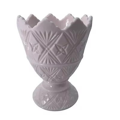 Vintage Napco Jeanette Shell Pink Milk Glass Footed Compote Vase Pastel Spring • $27.99