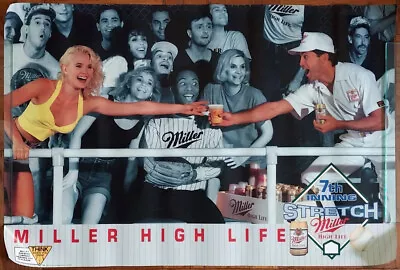 1990s Miller High Life Beer Vintage Poster 20x30 7th Inning Baseball MLB Girl • $29.99