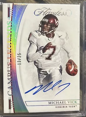 2023 Panini Flawless Campus Legends  Michael Vick On Card Auto Falcons 13/25 • $50