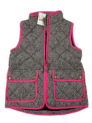 NWT J.Crew Crewcuts Herringbone Girls Vest Size 8 Black White Pink • $12.99