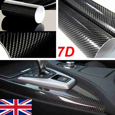 £7.59 • Buy 7D Glossy Carbon Fiber Vinyl Film Car Interior Wrap Sticker Auto Accessories UK