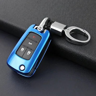 $21.58 • Buy Blue Flip Key Fob Chain Ring Case Cover For Holden Cruze Malibu Trax Accessories