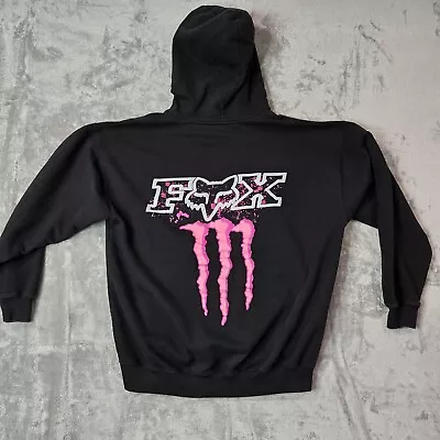 Vintage Y2K Monster Energy Fox Pink Logo Black Hoodie Mens Size L/XL(?) • $42.99