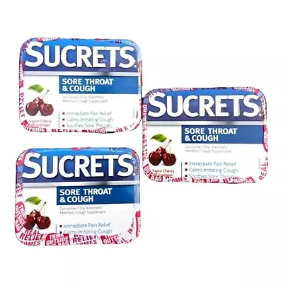 Sucrets Vapor Cherry Sore Throat & Cough Drops 18 CT Lot Of 3 Exp 01/2025 • $25