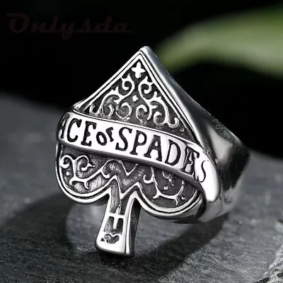 Spades Rings  Stainless Steel Spade Magician Playing Card Women Men • $11.89