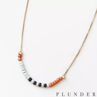 Plunder Design Fashion Jewelry Celinda  Stainless Steel Gold Seed Bead Necklace • $26.59