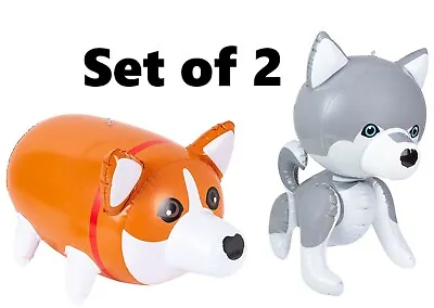 £15.03 • Buy (Set Of 2) 24  Corgi & Husky Puppy Dogs Inflatable Cool Toy Party Decoration