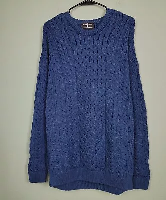 Men's L The Irish Store Honeycomb Fisherman Blue Long Sleeve Pullover Sweater • $47.98