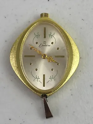 Vtg Endura Swiss Made Watch Gold Tone Aluminum Pendant • $19.99