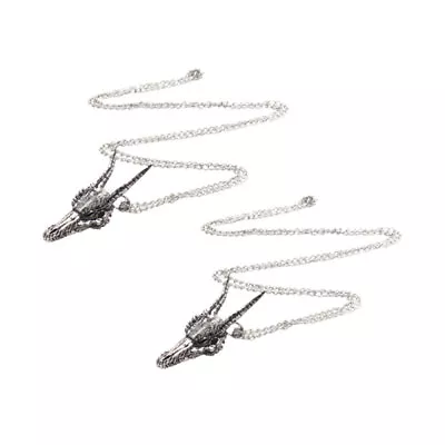  2Pcs Vintage Dragon Head Necklace Charm Neck Chain Sweater Chain Pendant • $8.91