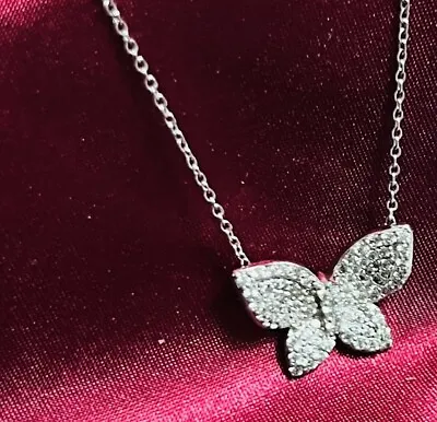 Epiphany Diamonique Platinum Clad Sterling Silver Butterfly Necklace • $61