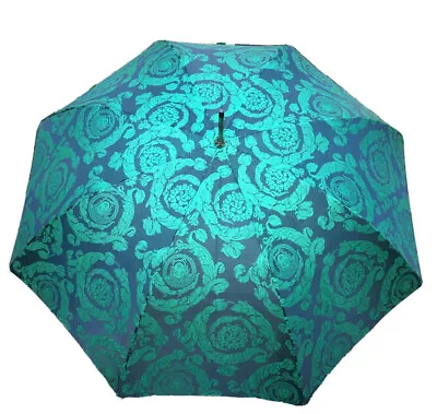 Umbrella Gianni Versace Green Medusa Barocco Scroll Full Size Automatic Italy • $350