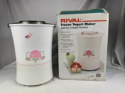 VINTAGE Rival Ice Cream Frozen Yogurt Maker Model 8200/1 White 2 Quart W Box • $19.99