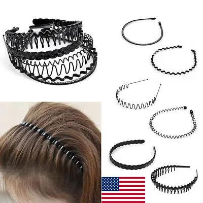 Black Metal Sports Hairband Headband Wave Alice Style Hair Band  • $2.09