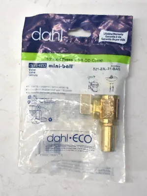 Dahl Mini Ball Valve 1/2  Press X 3/8  OD Compression Brass 521-23L-31-BAG • $14.99