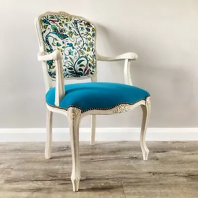 £325 • Buy French Louis Style Carver Chair, Boudoir Accent Chair, Vintage Shabby Chic Chair