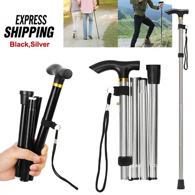 Adjustable Walking Stick Easy Fold Cane Lightweight Mobility Collapsible Sticks • £6.79