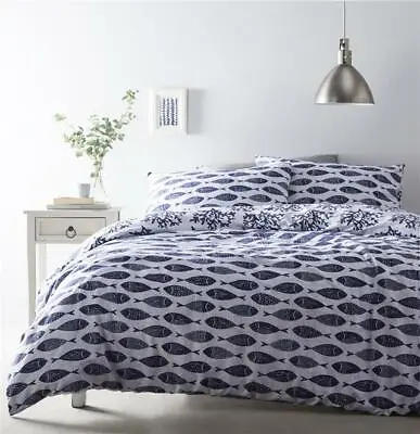 £17.99 • Buy Duvet Sets Geometric Fish Blue Sea Marine Ocean Bedding Quilt Cover Pillow Cases