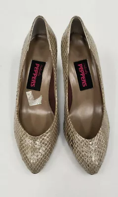  Pazzo Vintage Womens Heels Taupe Snake Skin Size 6B New • $40