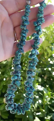 Vintage Chunky Turquoise Beaded Choker Style Necklace - 14.5  Long • $95