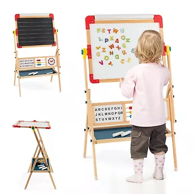 £35.99 • Buy 3-in-1 Wooden Kids Art Easel Magnetic Double Sided Easel Blackboard Whiteboard