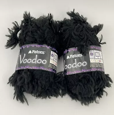 Patons Voodoo Yarn Black Lot Of 2 Skeins Halloweeen Black Magic Wicca • $12.95