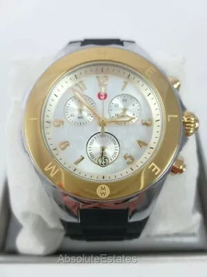 NEW Michele Jelly Bean Tahitian Black Two Tone Gold & Silver Watch MWW12F000096 • $209.49