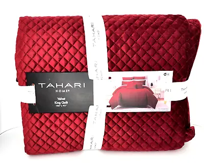 Tahari Home Velvet Christmas Red Holiday KING Quilt & 2 Shams Brand New • $107.99