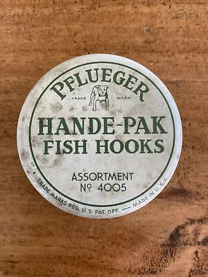 Vintage Pflueger Hande-Pak Fish Hooks Tin W/Hooks No. 4005 • $6.99