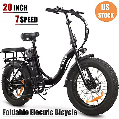 7 Speed 20'' Electric Foldable Bicycle 750W Fat Tire City Mountain E-bike Black • $712.49