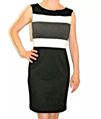 Dress Black White Fitted Sheath ColorBlock Office Career To Party NWOT Size 0 • $24.09