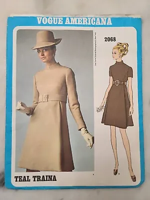 Vogue Americana 60’s Vintage Pattern Teal Traina 2068 Dress Size 31.5  Bust UC • $15.99