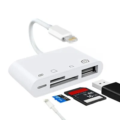 Portable 4 In 1 USB Camera SD TF Card Reader Adapter For IPhone IPod IPad IOS 13 • $12.86