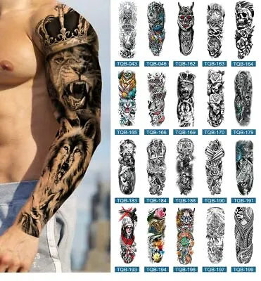 £2.39 • Buy Large Temporary Fake Tattoo Full Sleeve Leg Arm Waterproof Stickers Men Women