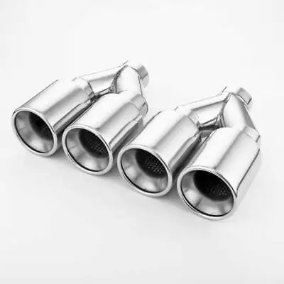 2.25  Inlet Exhaust Muffler Tips Resonated Quad 3.5  Out Straight Cut 9.45  Long • $307.96