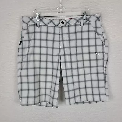 Puma Shorts Mens 38 Black White Check 11  Inseam Golf Casual Performance Chino • $22.49