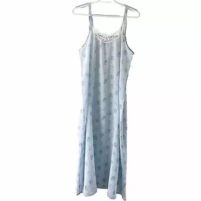 Women’s Cotton Nightgown Medium Vintage Handmade Lace Sleeveless Granny Core • $23.99