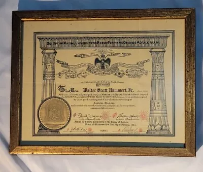 Vintage Scottish Rite Certificate Freemason Mason Master Royal Secret Oklahoma  • $74.99