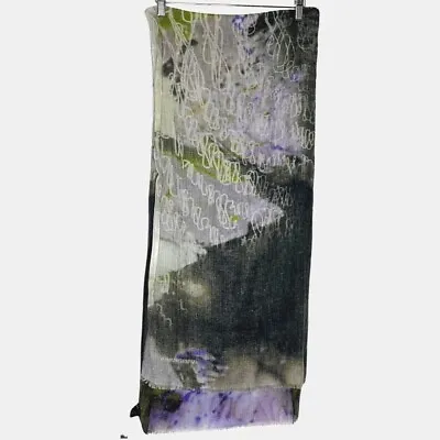 Emporio Armani Stole Brushed Wool Purple Green Abstract Wrap Shawl Scarf Italian • $95.99