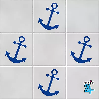 Anchors Nautical Vinyl Wall Tile Transfers Stickers Decals Bathroom Home Decor • £13.49