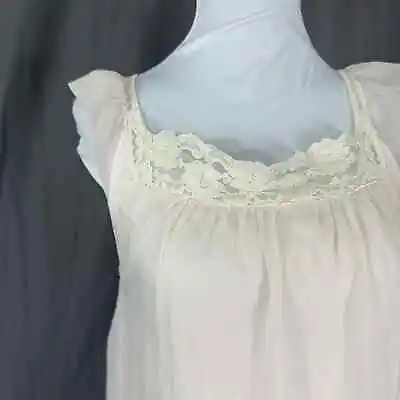 Vintage 1960s Pale Pink Double Chiffon Babydoll Nightgown Nightie Small • $10