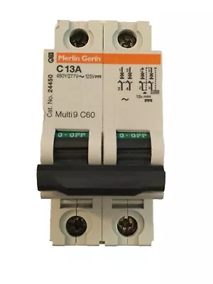 MERLIN GERIN 24450 C60N Multi 9 13 Amp Type C 2 POLE CIRCUIT BREAKER Used • $12.74