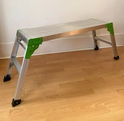 1000mm Heavy Duty Aluminium Hop Up Step Ladder Folding Stool Work Bench Platform • £55