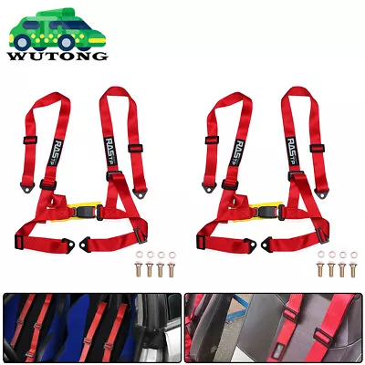 2X Red 4 Point 2  Strap Racing Harness Seat Belt RZR XP Turbo CanAm X3 ATV UTV • $48.85